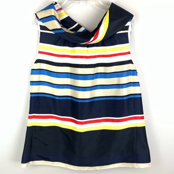 NWT Kate Spade Live Colorfully Silk Stripe Sleeveless Cowl Neck Top - Picture 5 of 8